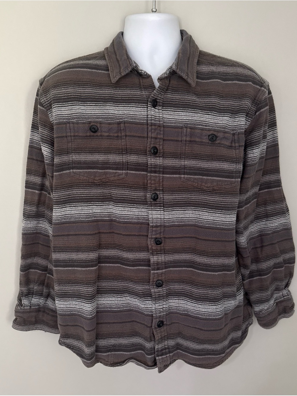 Howler Brothers Mens Rodanthe Flannel Shirt in Skyline Stripe - Large